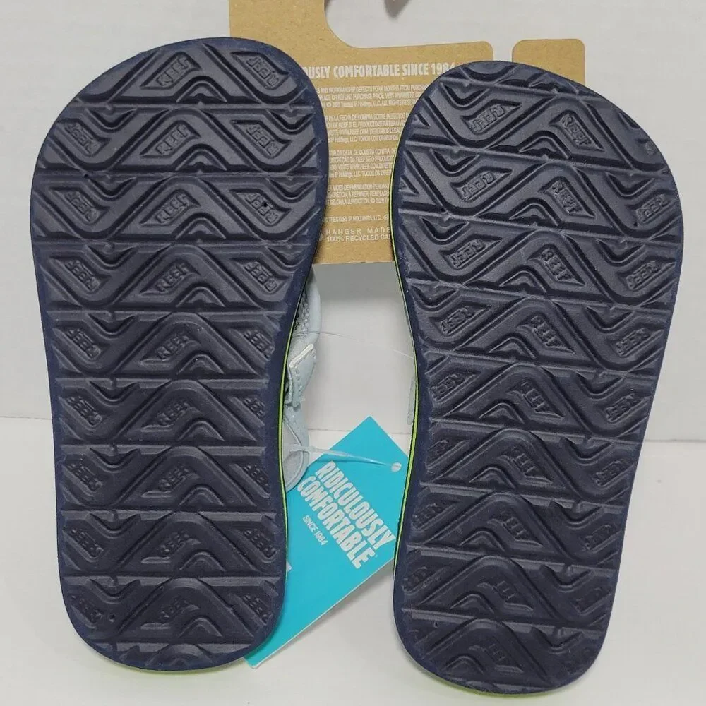 Reef Flip Flop Sandals‎ Toddler Boy Size 8 Ahi Dino Dinosaur Gray Blue Backstrap